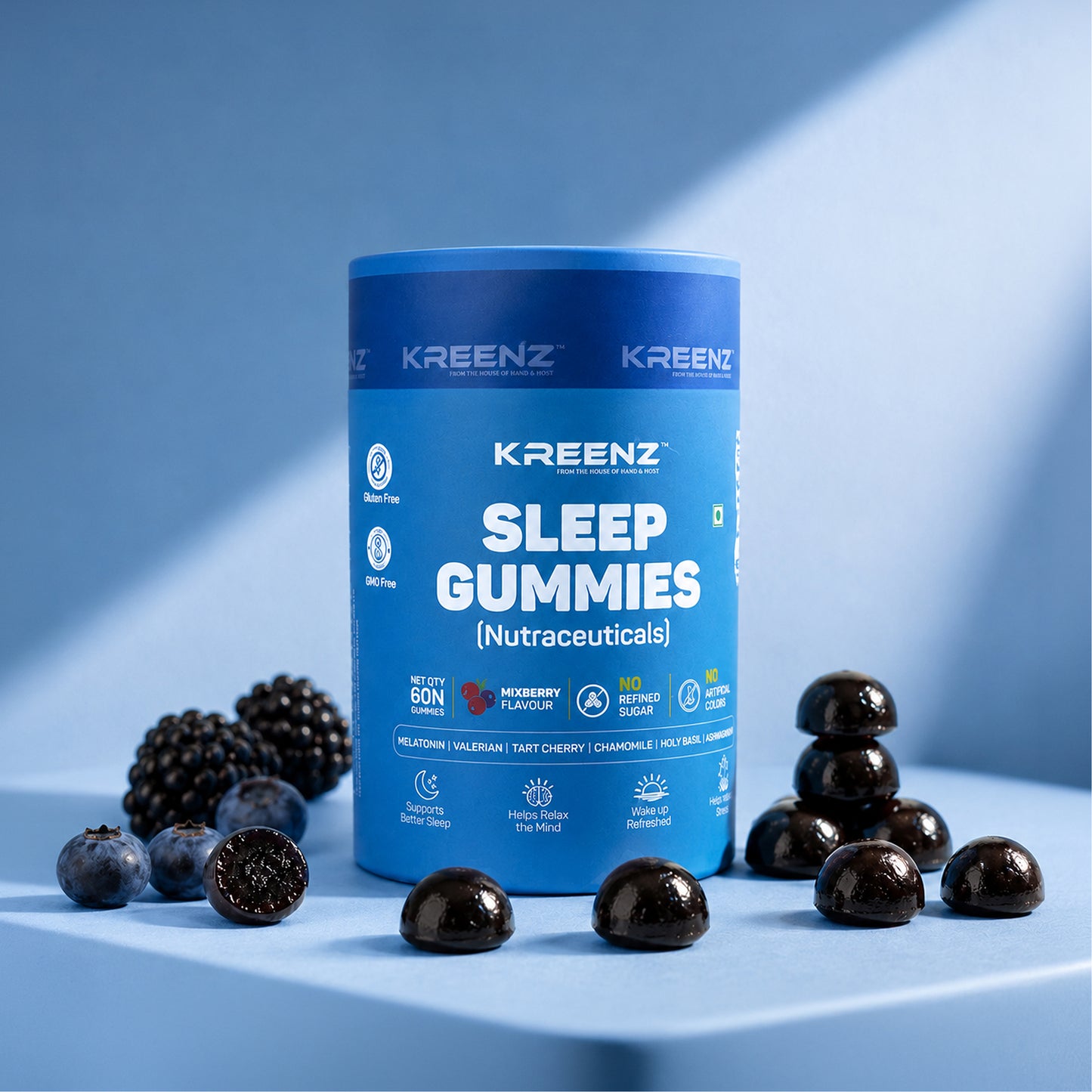 Kreenz Sleep Gummies with Melatonin | Calm & Relax Support | Mixed Berry | 60 Gummies