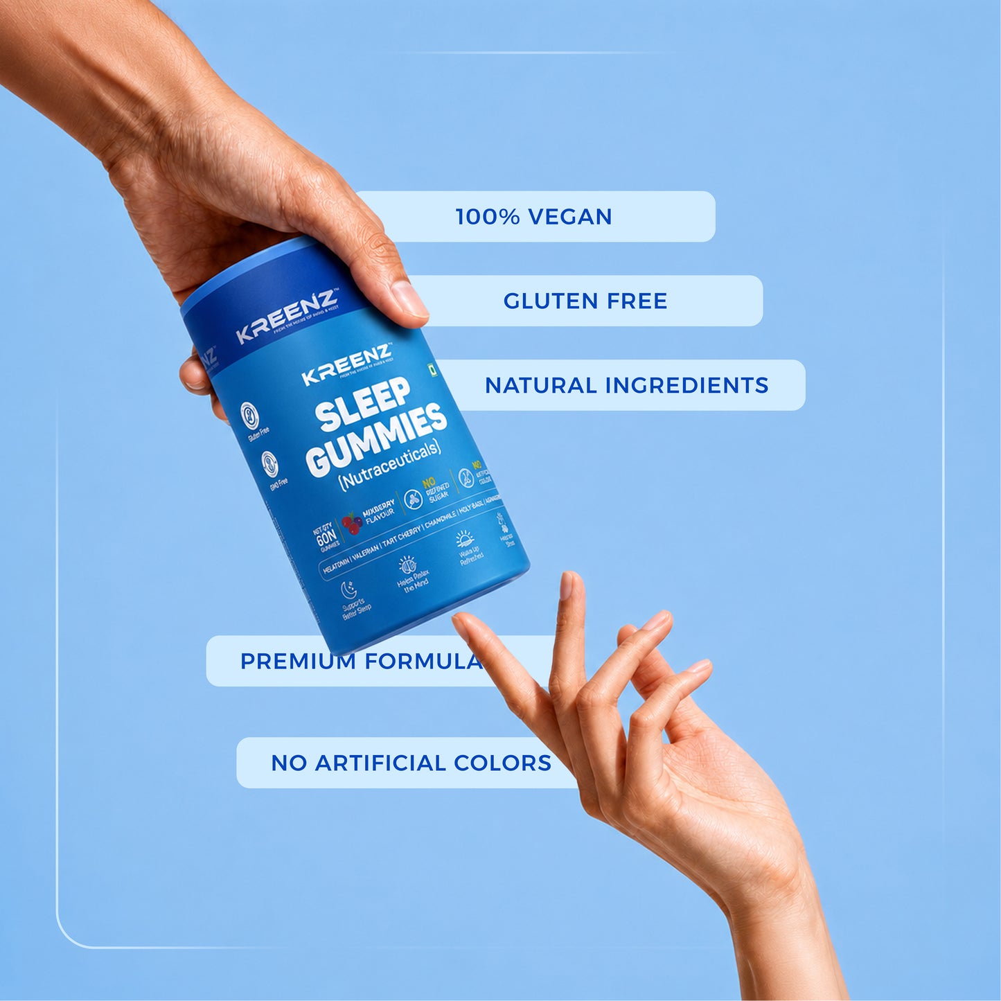 Kreenz Sleep Gummies with Melatonin | Calm & Relax Support | Mixed Berry | 60 Gummies