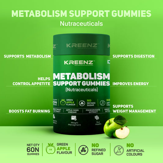 Kreenz Metabolism Support Gummies | Apple Cider Vinegar & Green Tea | 60 Gummies
