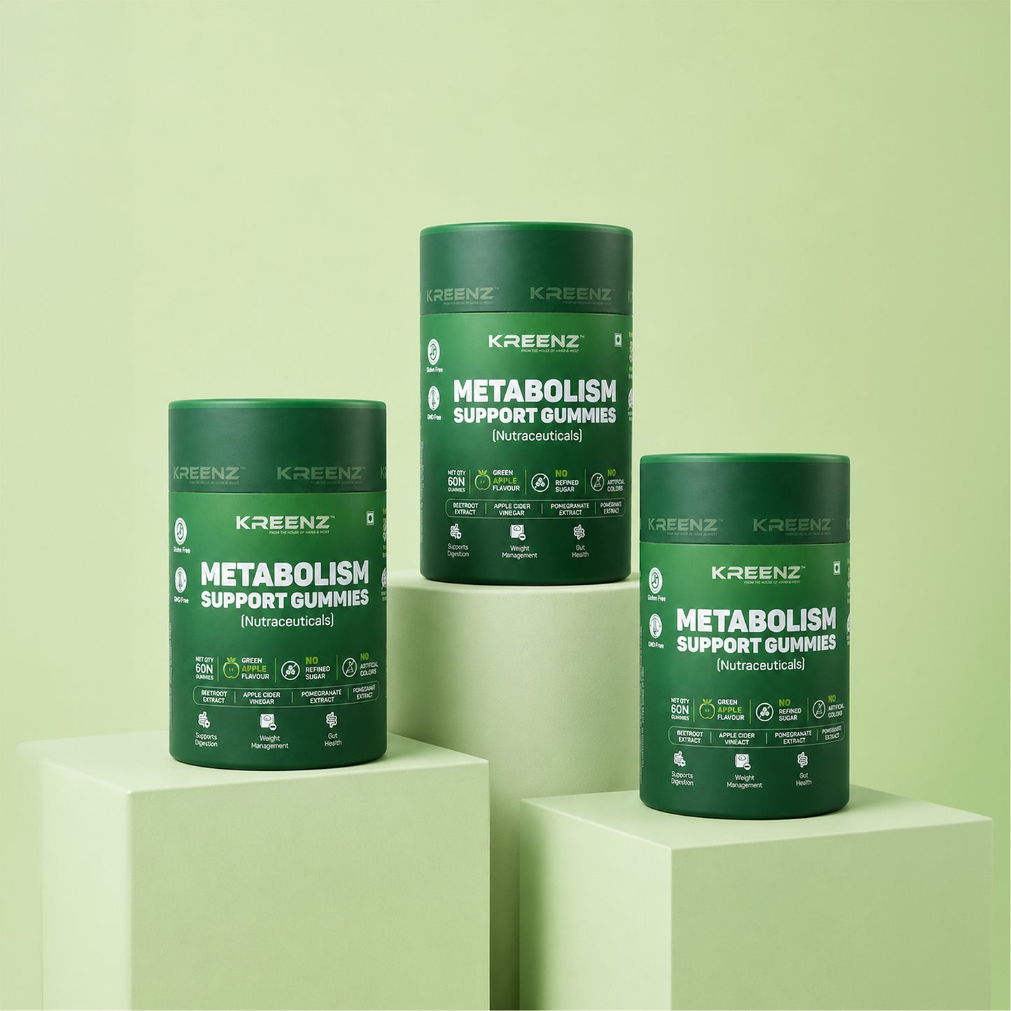 Kreenz Metabolism Support Gummies | Apple Cider Vinegar & Green Tea | 60 Gummies