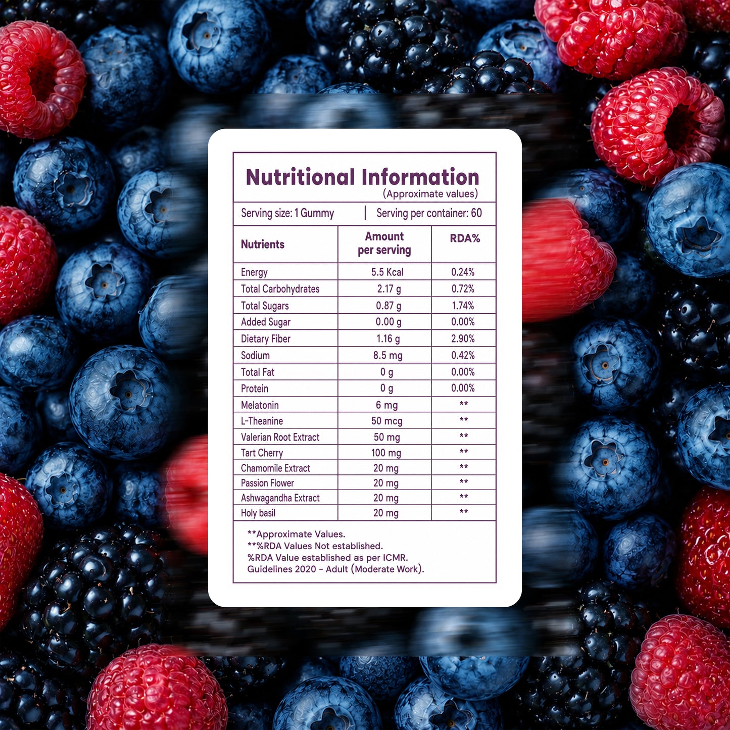 Kreenz Sleep Gummies with Melatonin | Calm & Relax Support | Mixed Berry | 60 Gummies